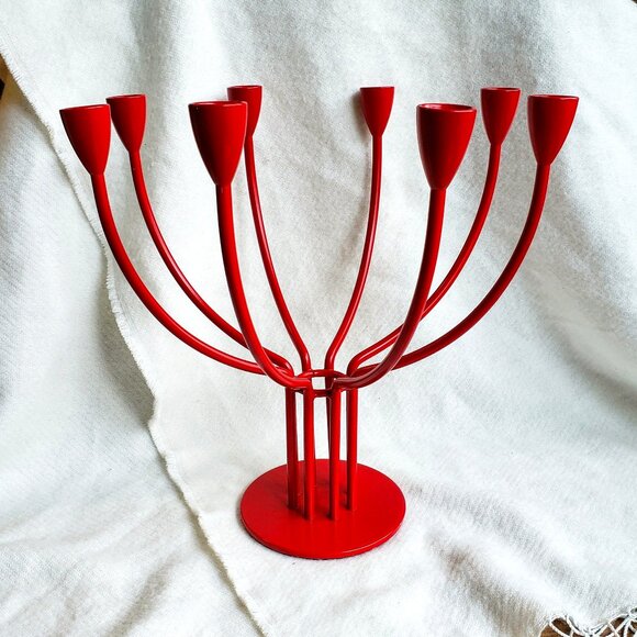 IKEA Other - Vintage Ikea Stockholm Eight Arm Red Candelabra Hagberg Design Nordic Scandi